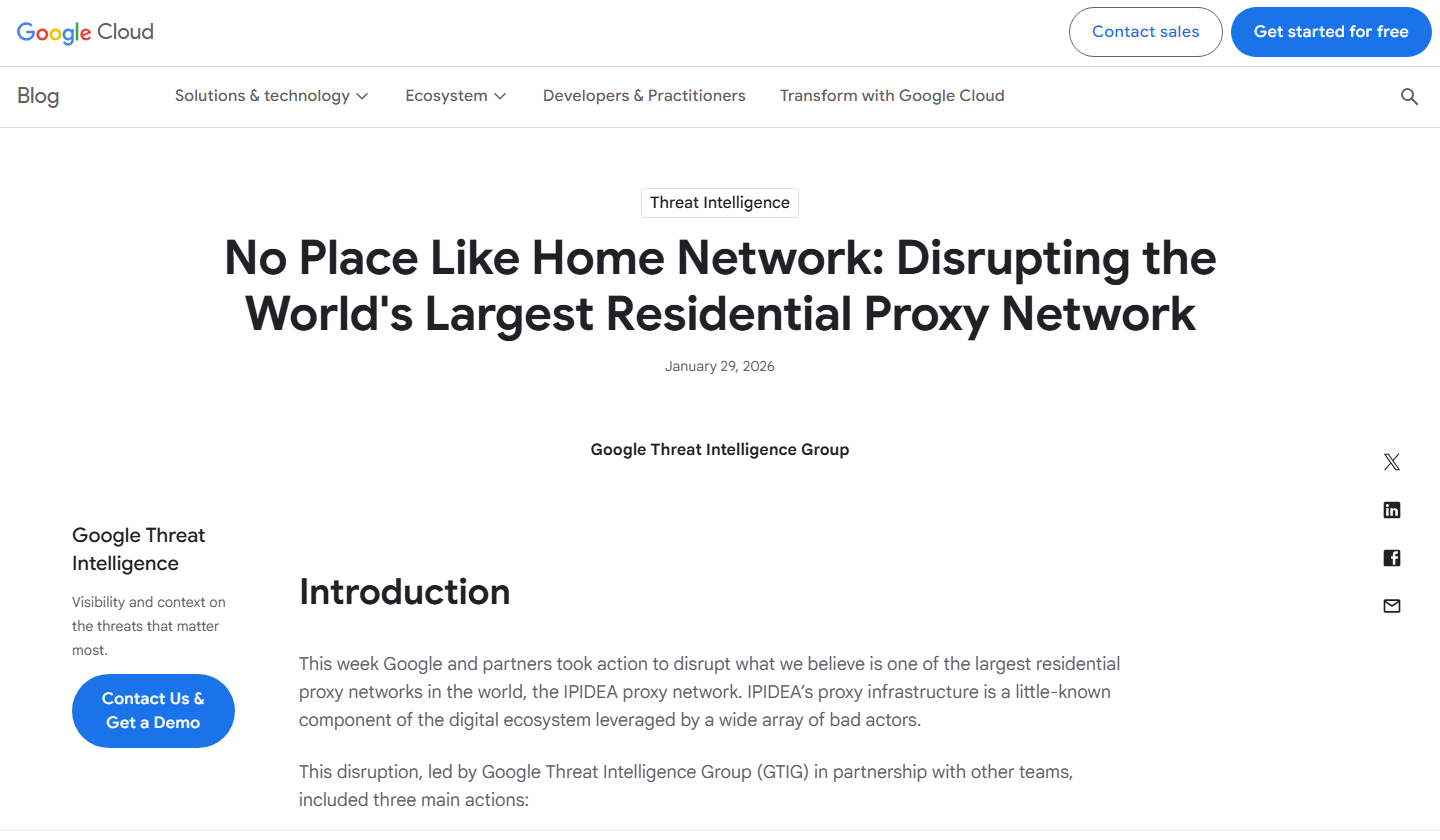 Отчёт Google Threat Intelligence об операции против IPIDEA
